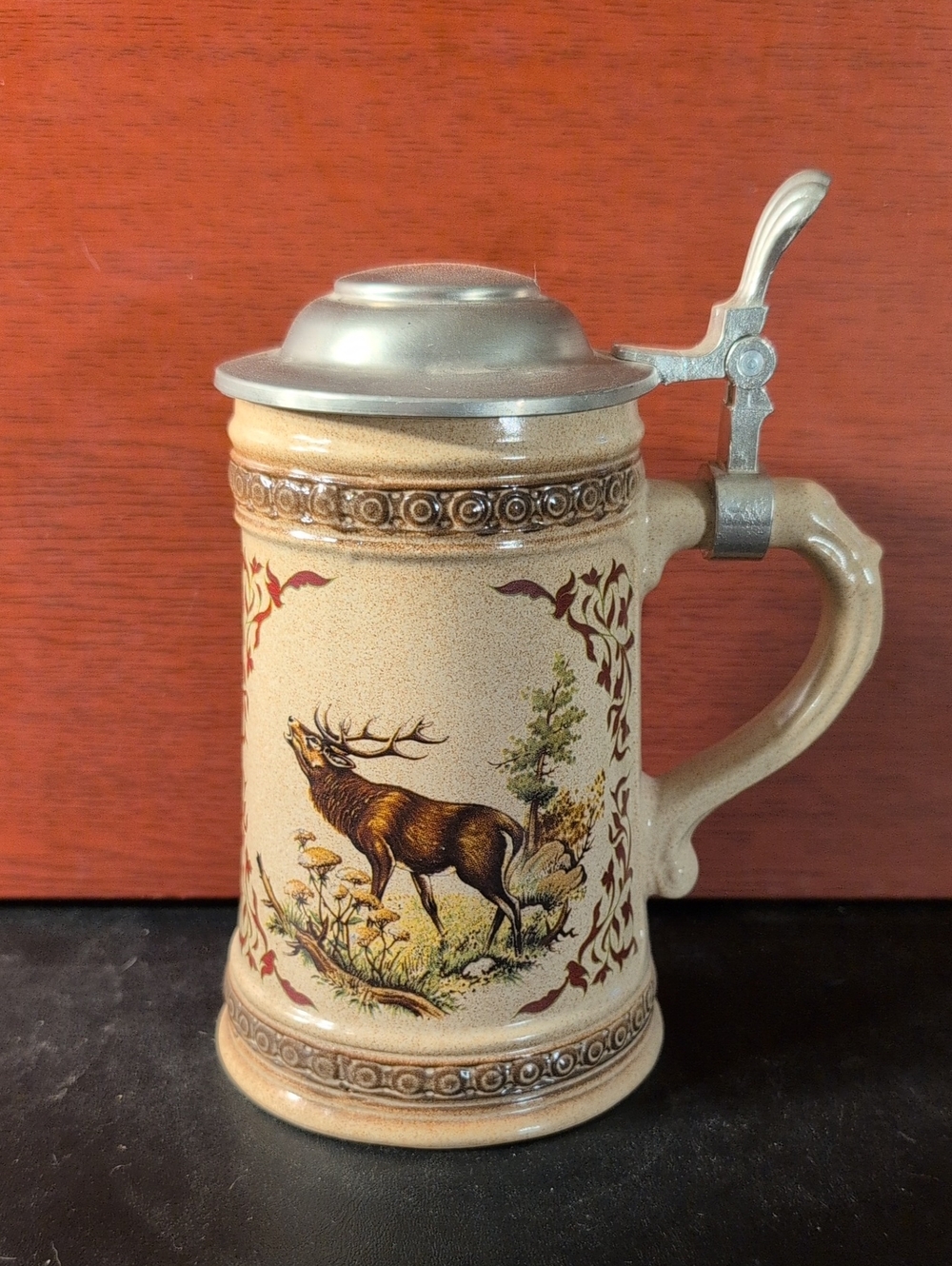 Vintage Lidded Elk Beer Stein
